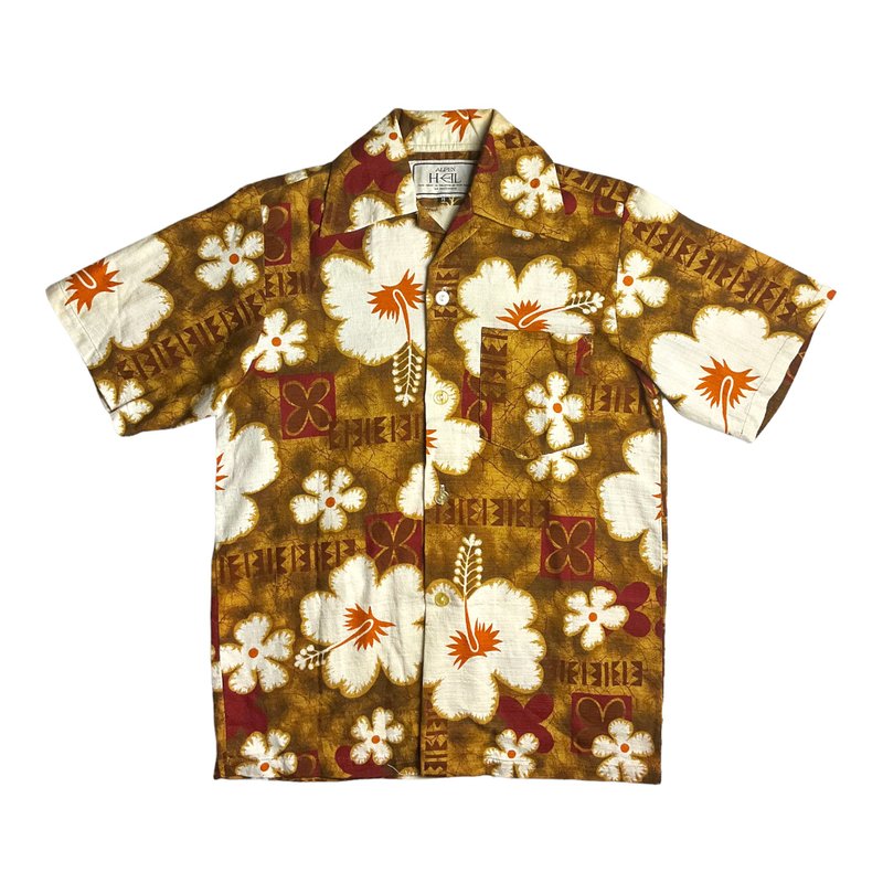 古着Alpen Heil扶桑花图腾裂纹夏威夷衬衫 - 男装衬衫 - 棉．麻 多色