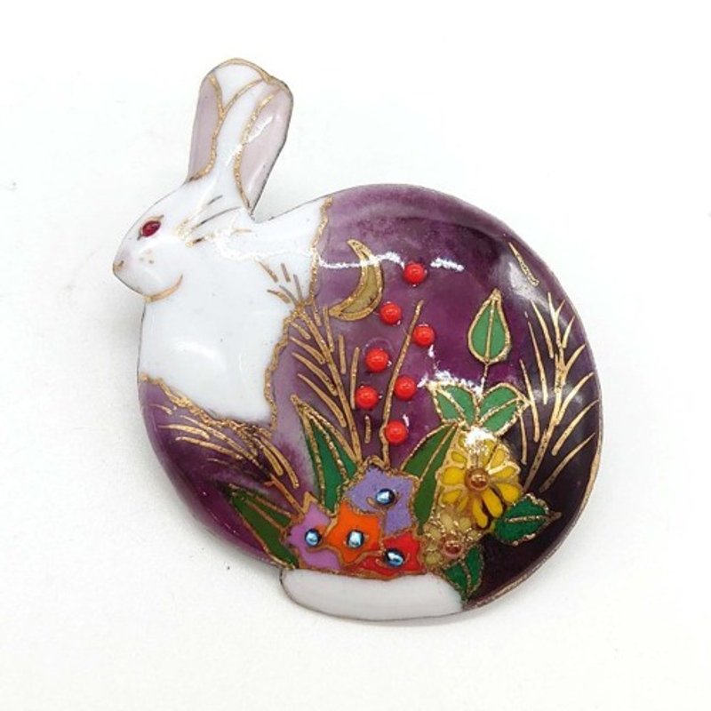 月光兔（紫）景泰蓝胸针 - 胸针 - 其他金属 紫色