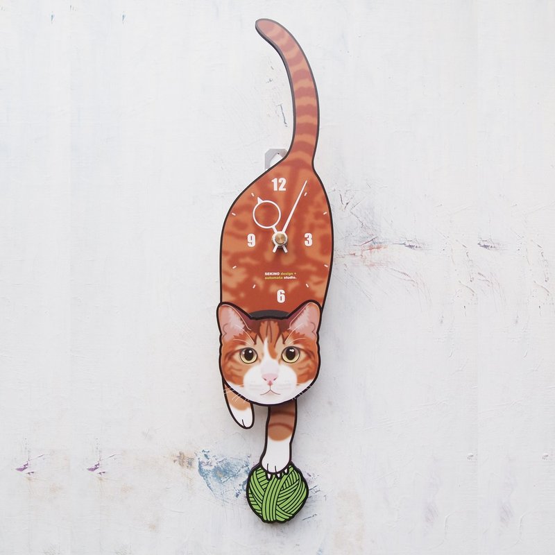 C-42 红色虎斑 - 动物造型钟摆钟 - 时钟/闹钟 - 木头 