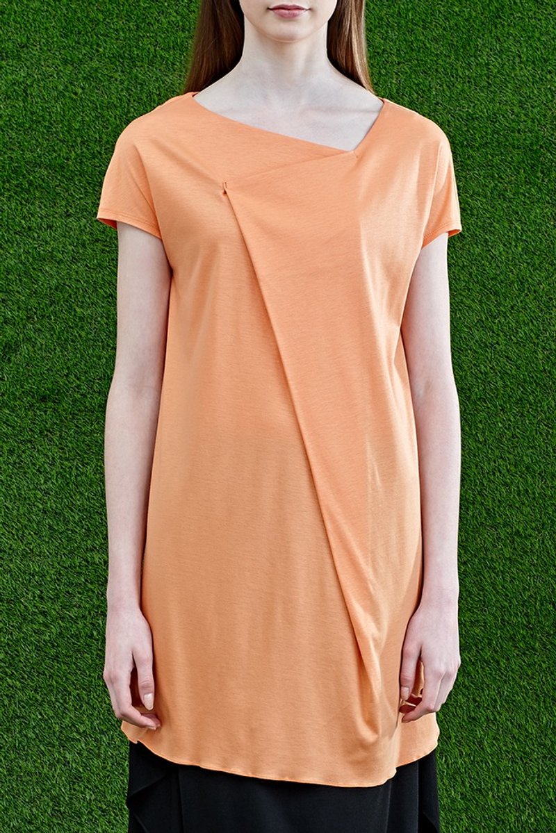 出清品 - 粉橘色大活折立体针织上衣 - 女装上衣 - 纸 橘色