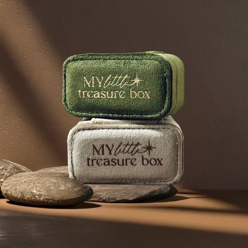 烫金设计 my little treasure box 戒指盒 (multi-ring box) - 戒指 - 其他人造纤维 绿色