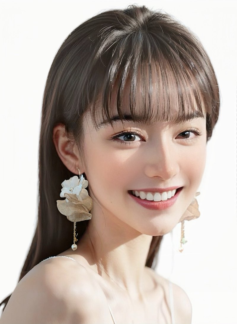 垂坠式耳环/14K包金轻纱耳环/ 结婚耳环/ 大地色耳环 洋装 配饰 - 耳环/耳夹 - 聚酯纤维 卡其色