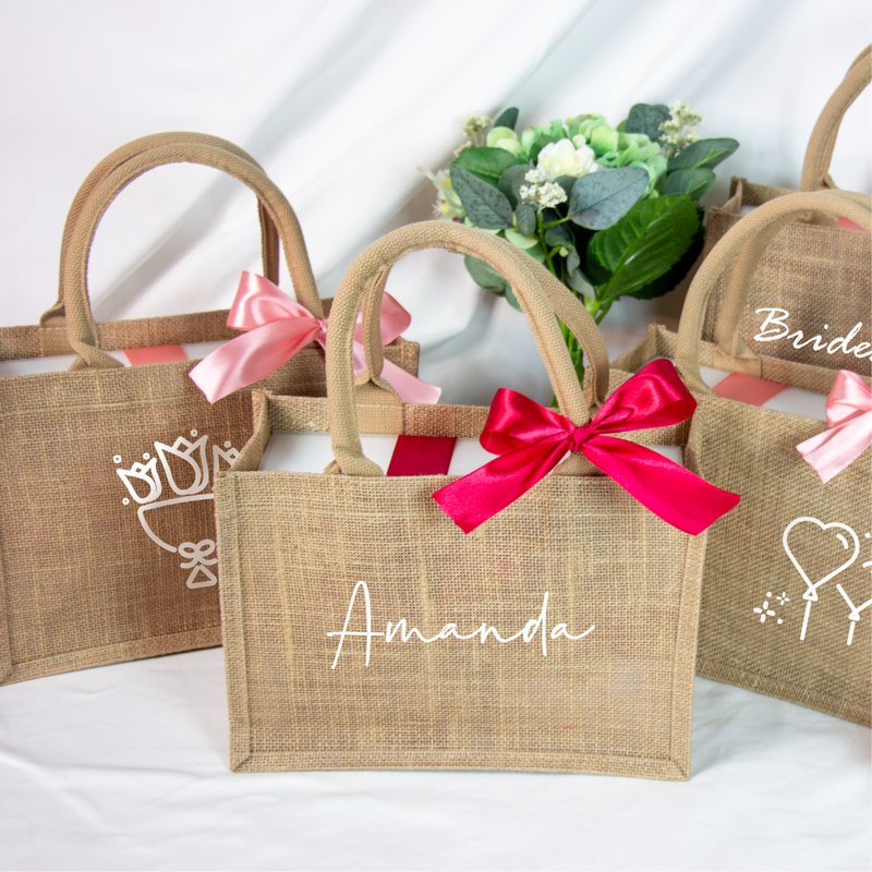 【定制化礼物】简约麻质提袋/婚礼小物/伴娘礼/可大量订制 - 手提包/手提袋 - 其他材质 多色