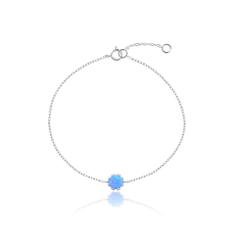 925纯银 | 蛋白石圆形滚边手链 - 手链/手环 - 纯银 银色