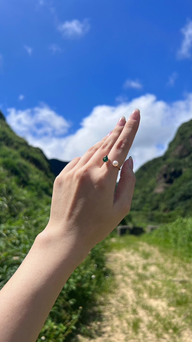 持之以恒珍珠开口戒指 925银厚镀18K金 Ditta Pearl Ring - 戒指 - 纯银 金色