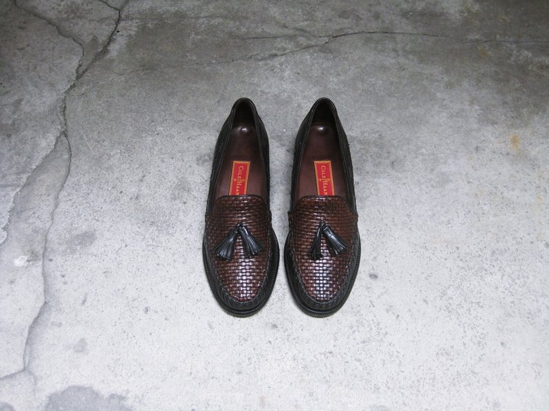 ~后菜园~古着 拼皮编织乐福鞋(尺码女款37-38号可穿) - 女款牛津鞋/乐福鞋 - 真皮 黑色