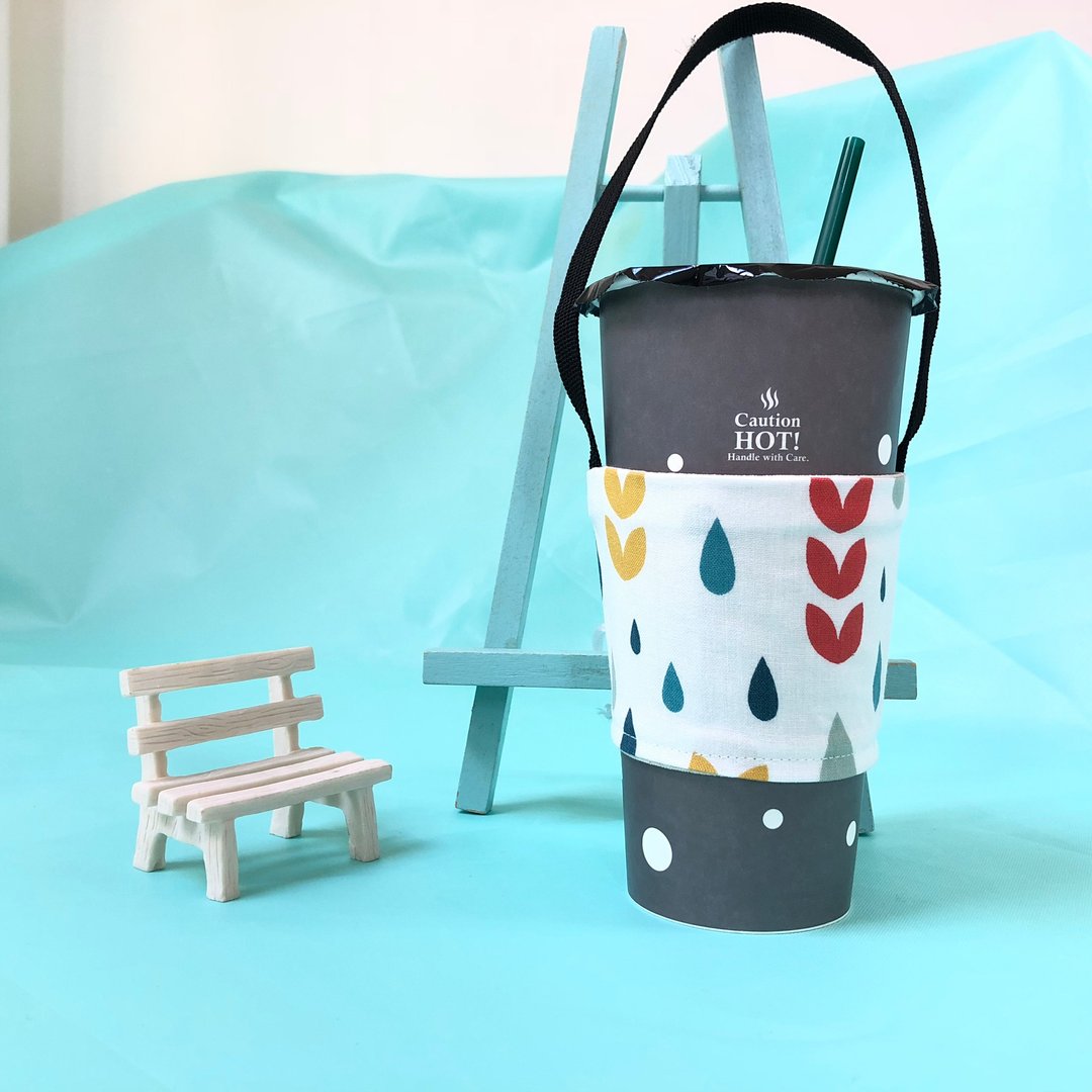 雨滴/环保饮料杯套.提袋.咖啡杯提袋.环保无毒材质 - 随行杯提袋/水壶袋 - 棉 白色