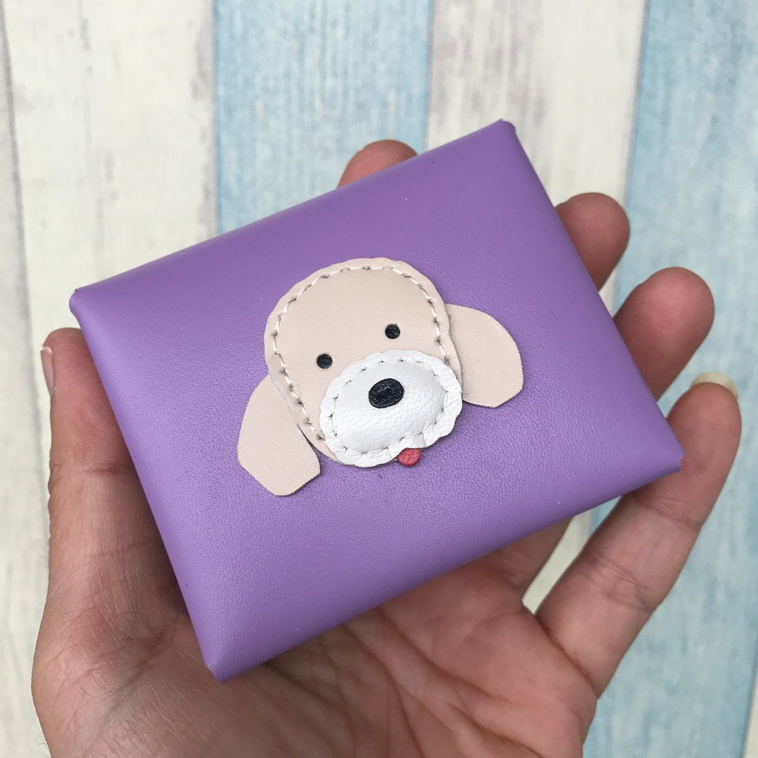 Leatherprince 手工皮革 台湾MIT 贵宾狗 紫色 零钱包 - purple - 零钱包 - 真皮 紫色