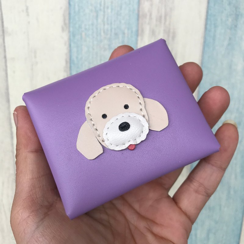 Leatherprince 手工皮革 台湾MIT 贵宾狗 紫色 零钱包 - purple - 零钱包 - 真皮 紫色