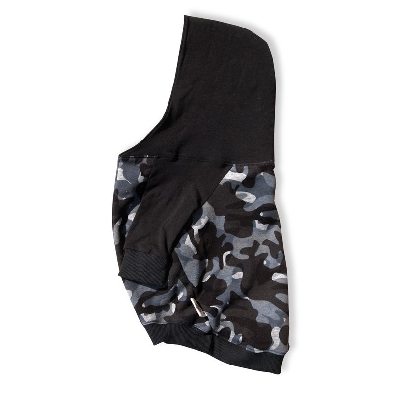 宠物手作服-超帅低调黑迷彩撞色连帽外套(薄刷毛) - 衣/帽 - 其他材质 黑色