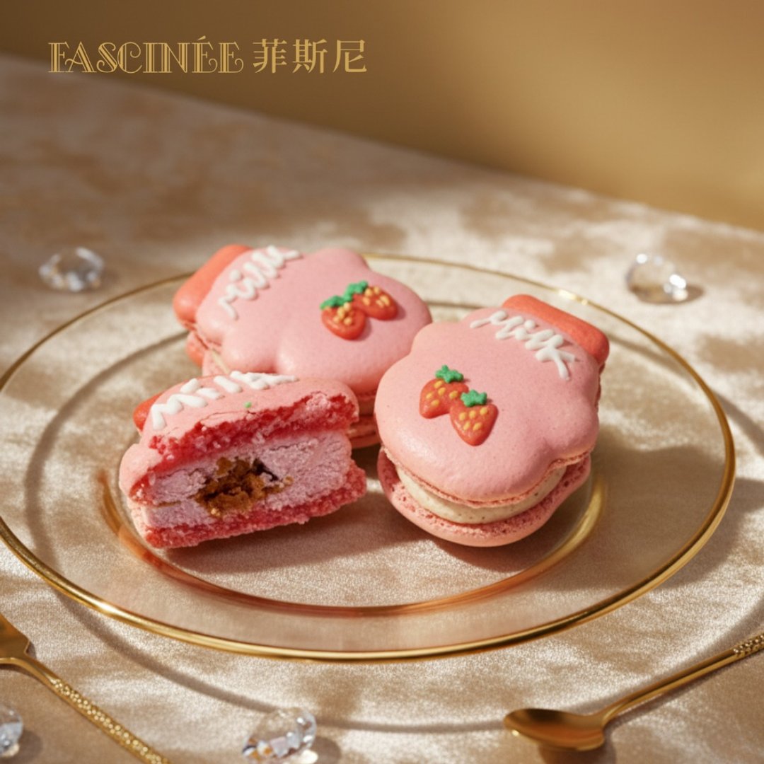 草莓优格 马卡龙 - 蛋糕/甜点 - 新鲜食材 粉红色