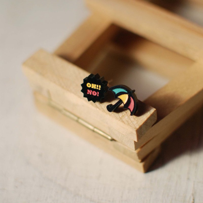 小雨伞/抗过敏钢针/可改夹式 - 耳环/耳夹 - 压克力 多色