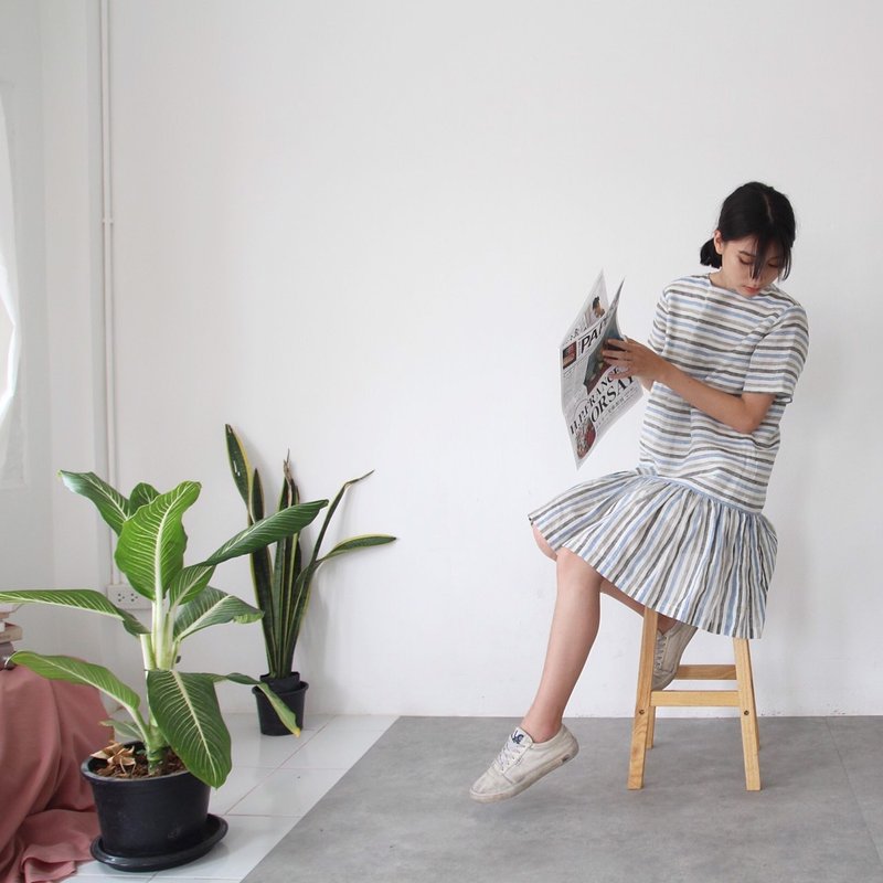 SUMMER VACATION DRESS (ghost crab) - 洋装/连衣裙 - 棉．麻 多色