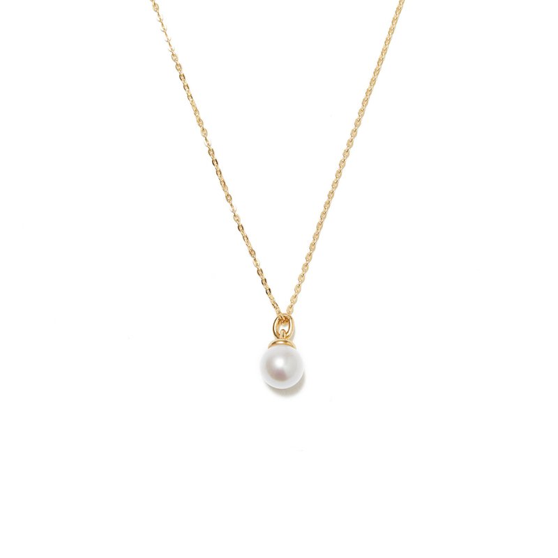 极简珍珠项链 925银厚镀18K金 Hoist Pearl Necklace - 项链 - 珍珠 金色