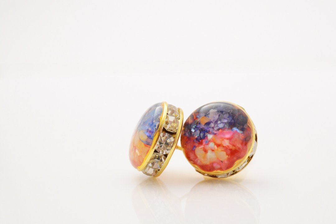 Sunset earrings Clip-on Clip-On - 耳环/耳夹 - 其他材质 橘色