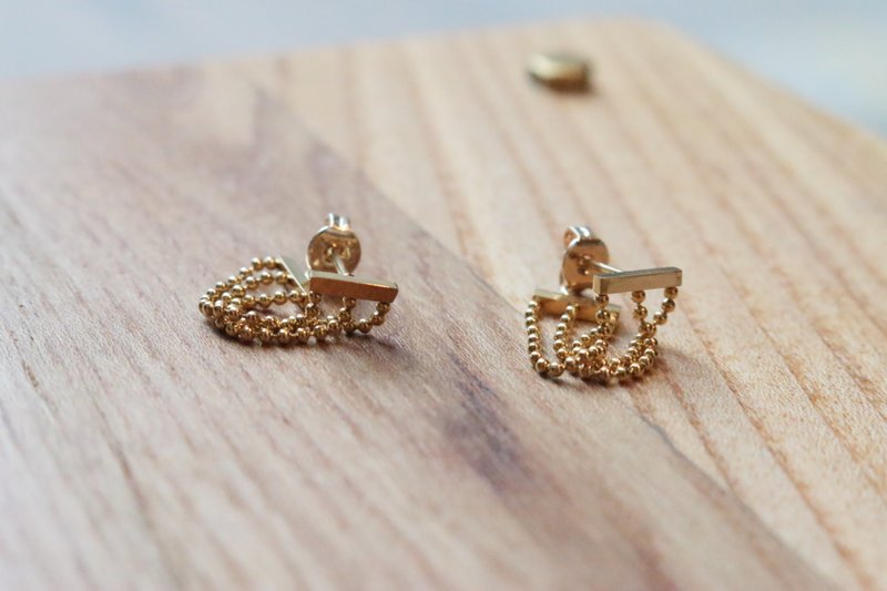 岁末7折  耳环  链条 - 一个故事 - - 耳环/耳夹 - 铜/黄铜 金色