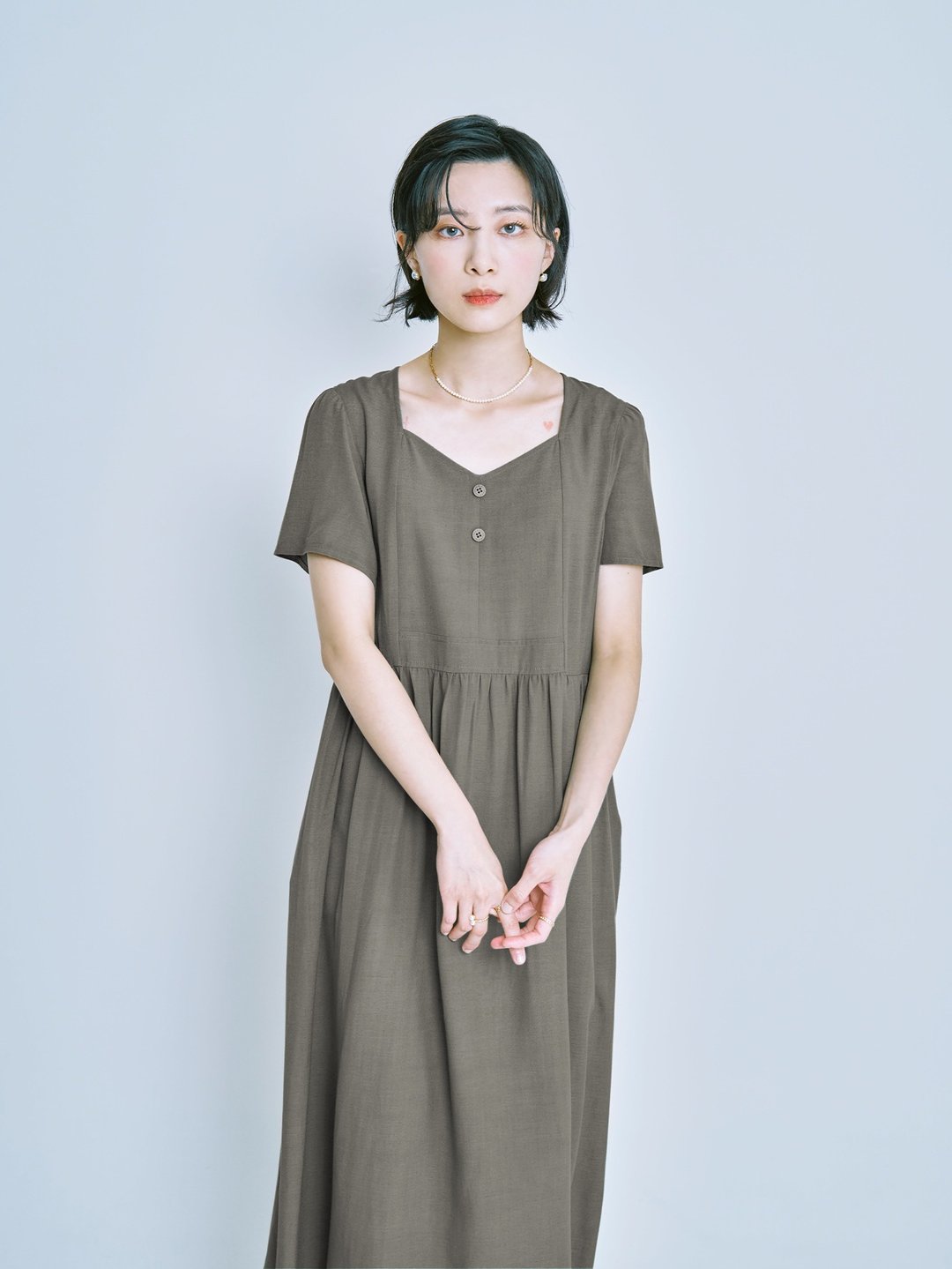 PINKOI ONLY 一帖黑桃洋装-青皮 - 洋装/连衣裙 - 其他人造纤维 绿色
