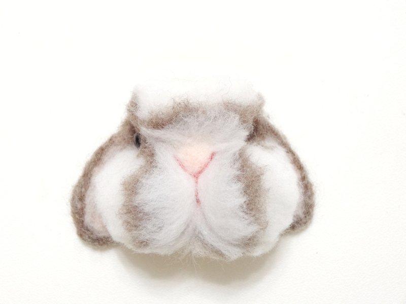 定制羊毛毡宠物-垂耳兔子别针 (定制化) - 胸针 - 羊毛 灰色