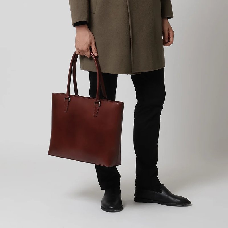 Antique 薄型托特包-复古红棕 - 侧背包/斜挎包 - 真皮 咖啡色