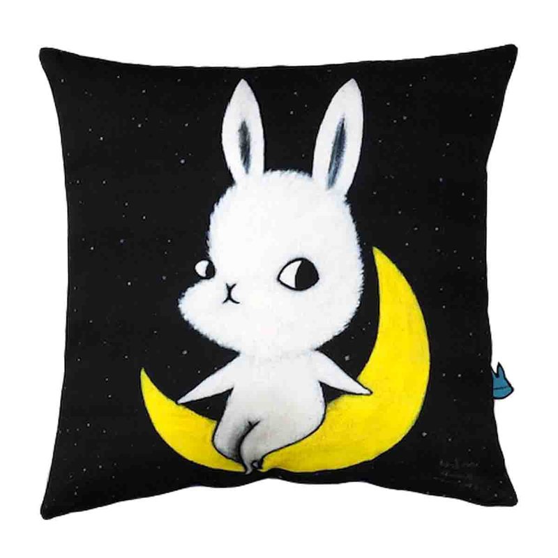 emmaAparty插画抱枕套: 月亮上的兔子 - 枕头/抱枕 - 棉．麻 