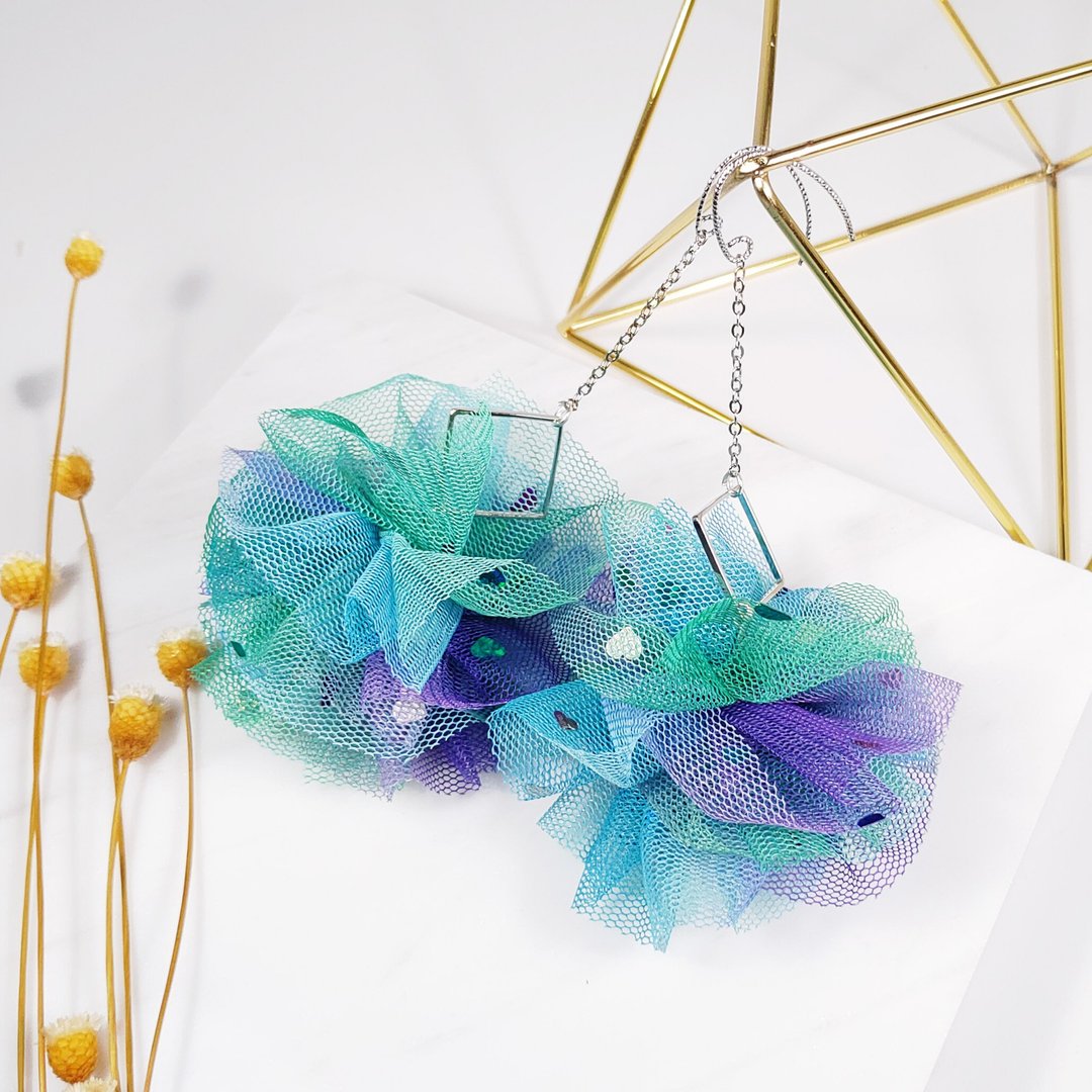 大千设计 时尚 焕彩 绿蓝紫 耳环/夹 音乐祭 渡假 派对 情人节 - 耳环/耳夹 - 棉 绿色