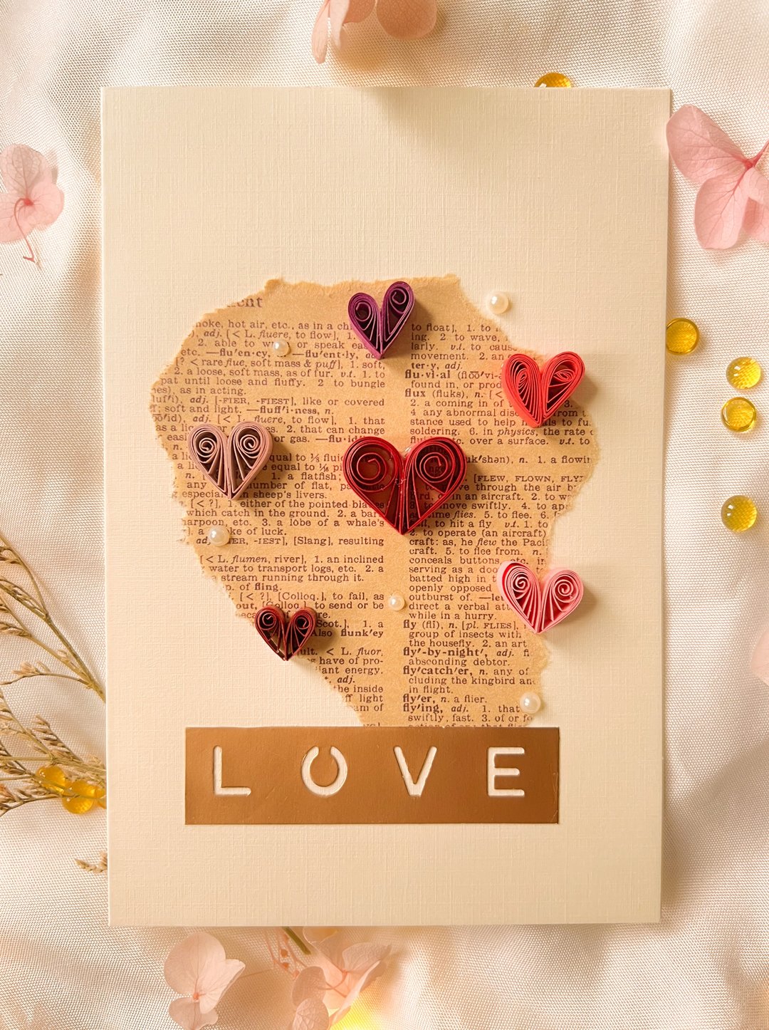 手工卷纸万用卡—LOVE - 卡片/明信片 - 纸 红色