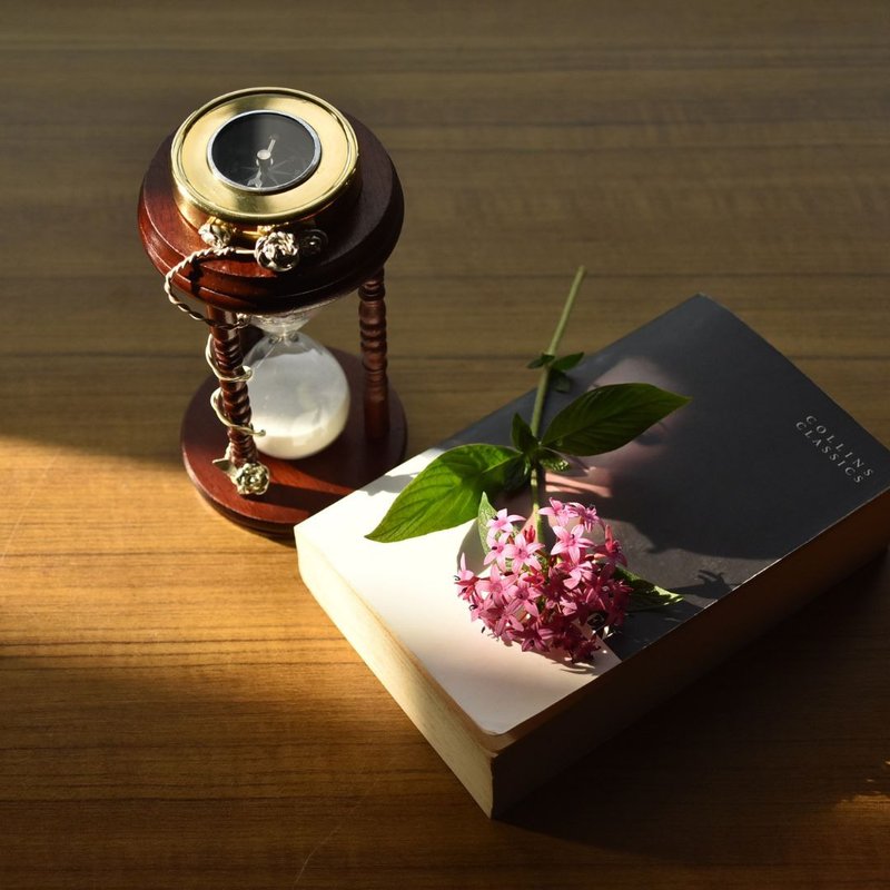 复古玫瑰指引沙漏01 纯银 指北针 925银 - 摆饰 - 纯银 咖啡色