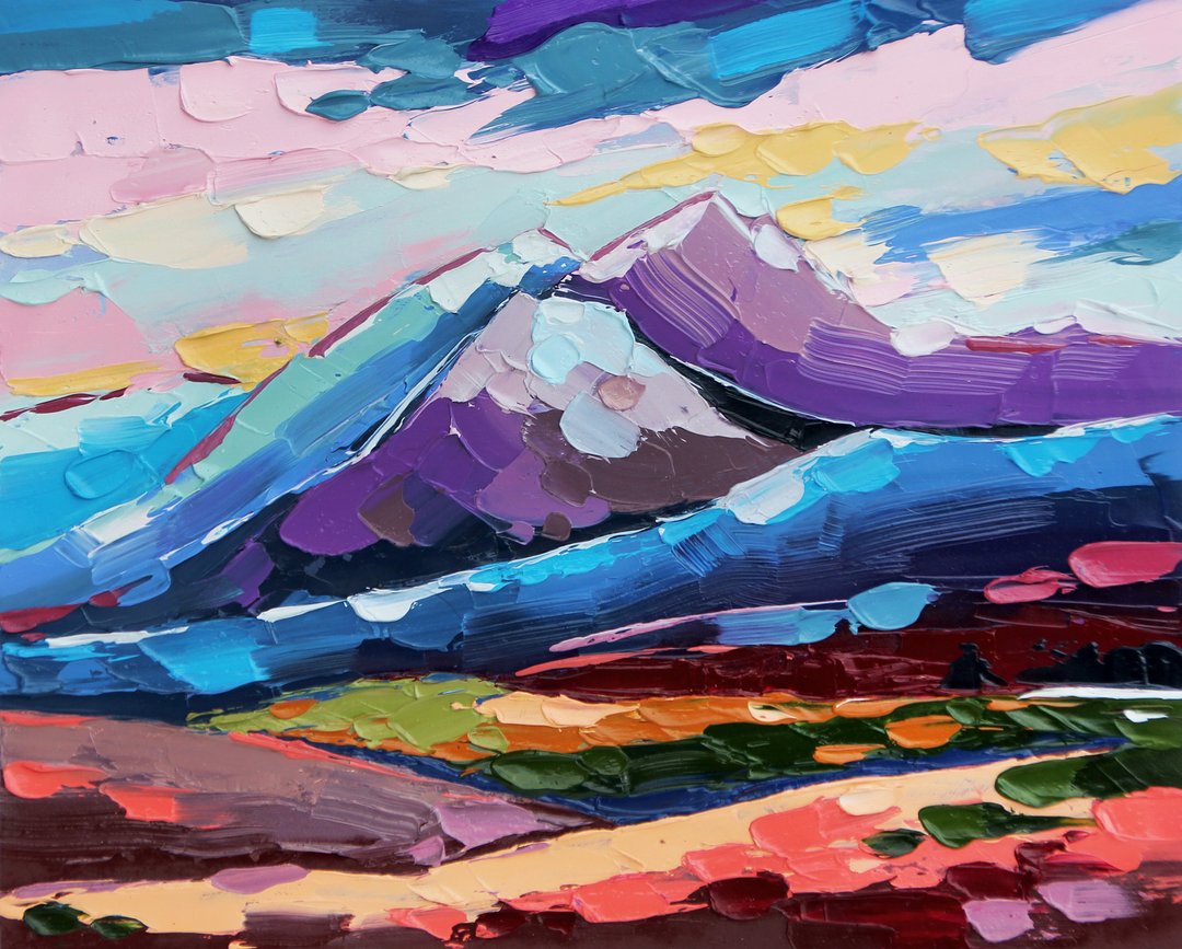 科罗拉多绘画埃尔伯特山原创艺术落基山脉墙壁艺术 20 x 25 厘米 - 海报/装饰画/版画 - 其他材质 多色