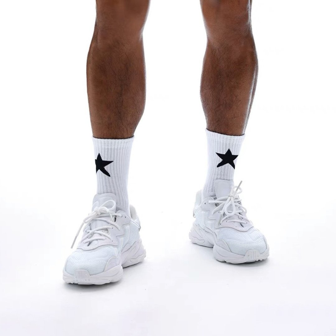 AttentionWear Sockkon中长筒星星运动毛巾袜【星星】│棉袜 运动 - 袜子 - 棉 白色