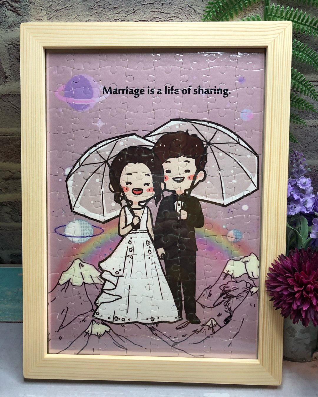 手绘拍婚纱的美好【定制化拼图】居家摆饰 纪念礼物 结婚周年礼物 - 摆饰 - 其他材质 紫色