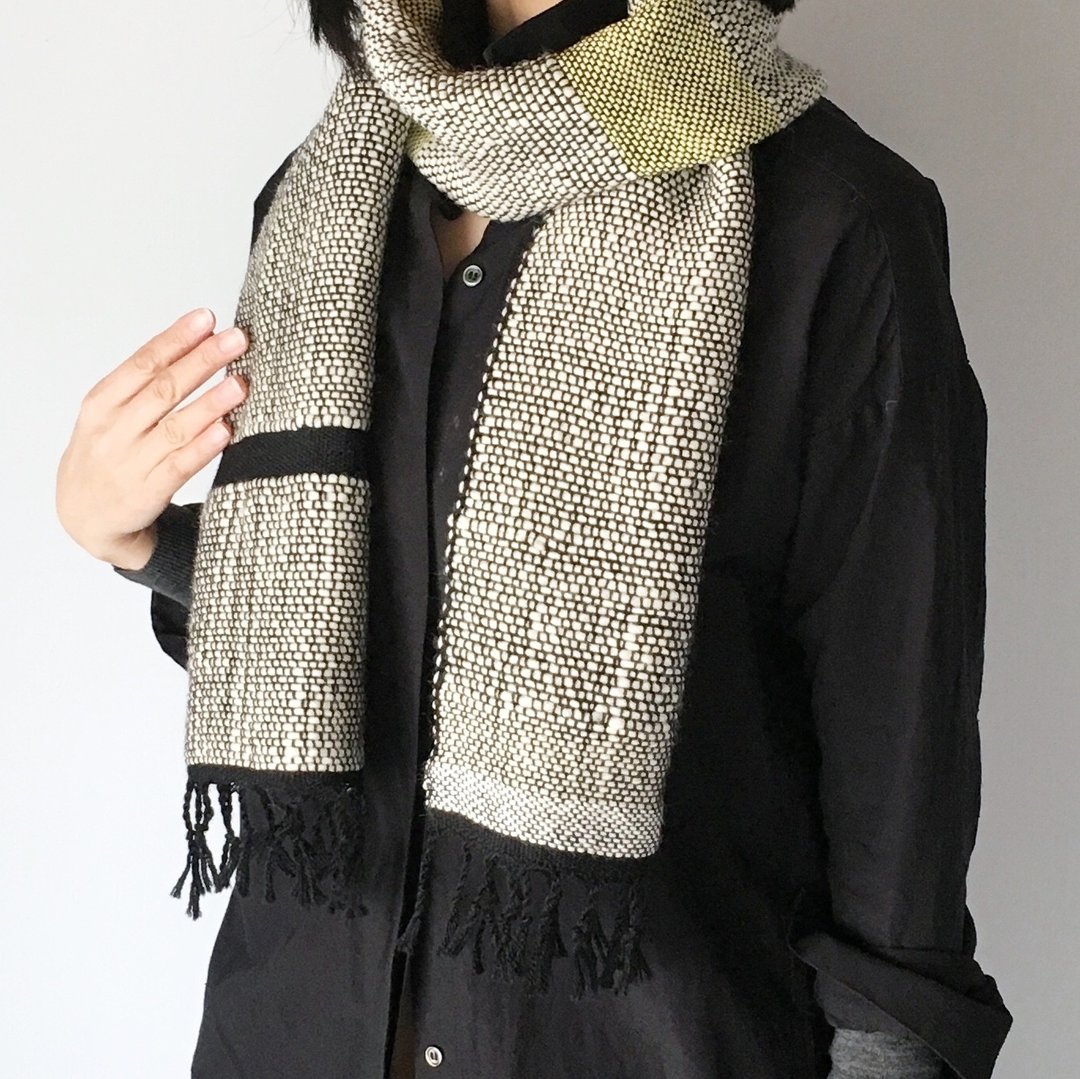 Unisex Scarf / Black and White Mix 2 - 男装针织衫/毛衣 - 羊毛 白色