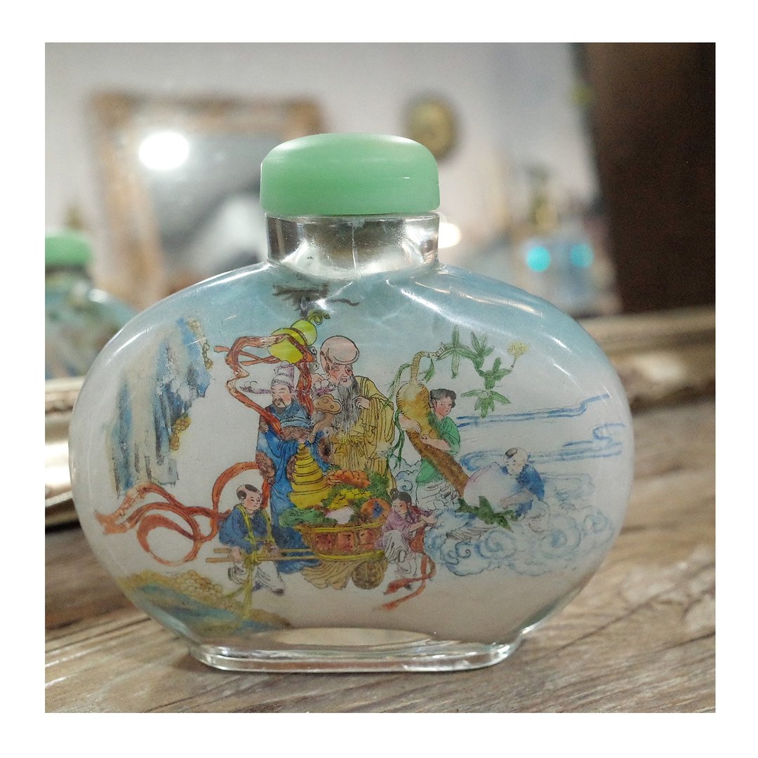 老件.玻璃内画鼻烟壶.玻璃瓶.较大尺寸鼻烟壶闻香瓶.摆件收藏古玩 - 摆饰 - 玻璃 
