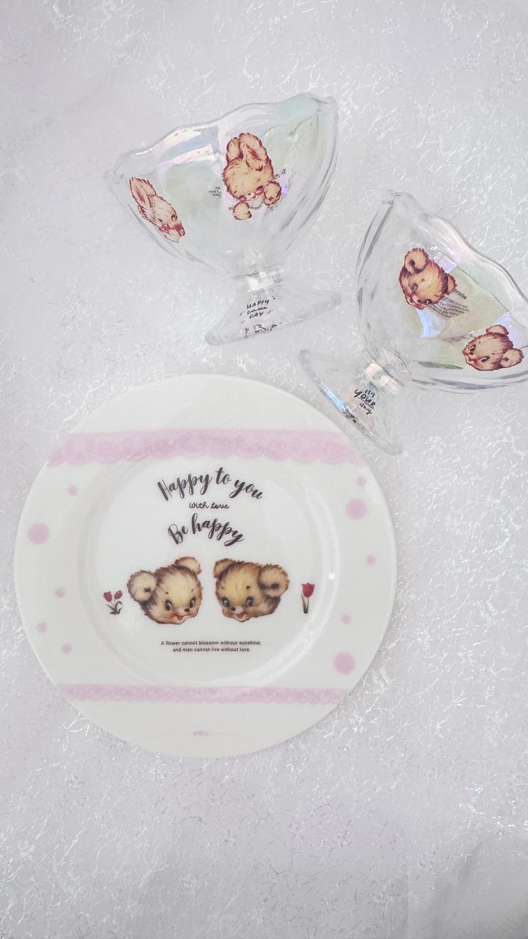 陶瓷彩绘 小熊图案 16.5cm 点心盘 手作食器 - 盘子/餐盘/盘架 - 陶 白色