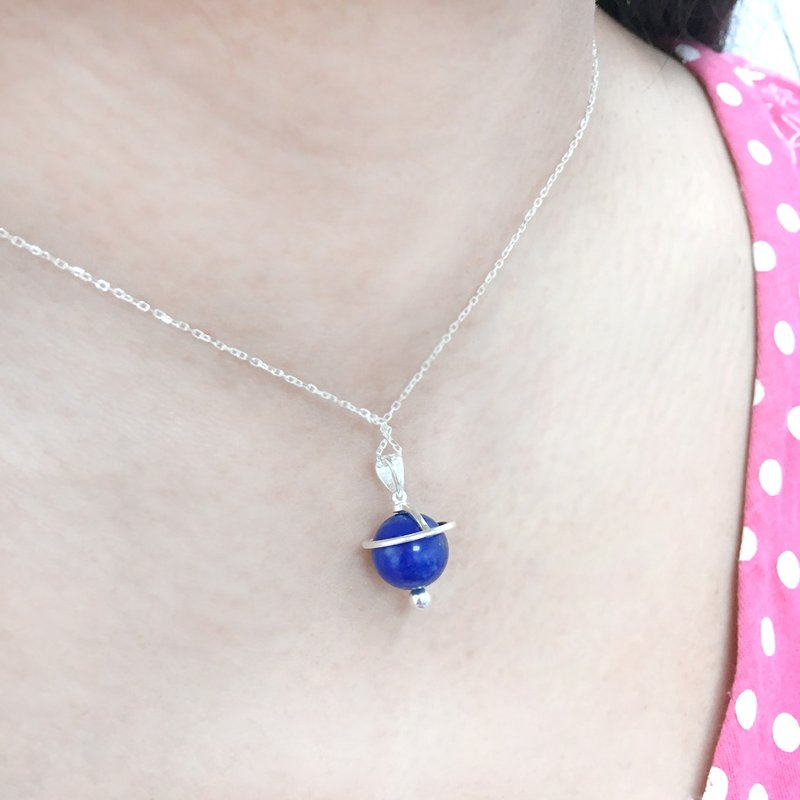 925纯银项链|星球项链|水晶项链|宇宙项链|青金石项链|珠珠项链 - 项链 - 银 蓝色