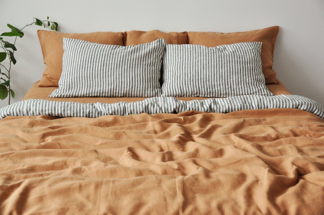 Clay double-sided linen duvet cover / Softened linen / Comforter cover - 寝具 - 亚麻 咖啡色