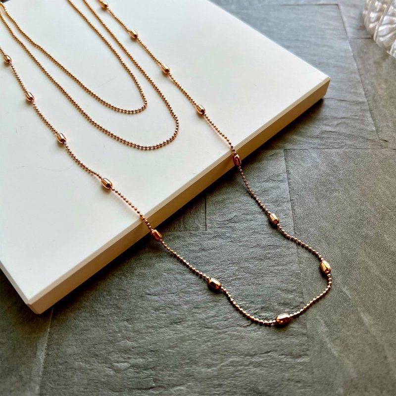 米珠闪耀三层裸链(共三色) - 项链 - 铜/黄铜 银色