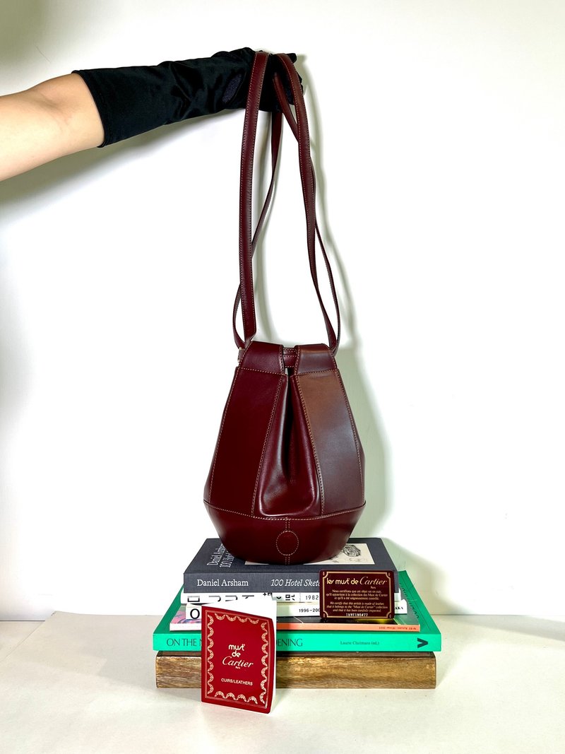 Cartier Bucket bag 酒红色气质水桶包肩背侧背孭手袋 中古二手 - 侧背包/斜挎包 - 真皮 红色