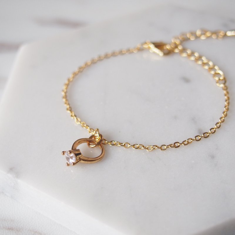 情人闺蜜礼物・我愿意・迷你戒指・镀金链手链手链 - 手链/手环 - 其他金属 金色