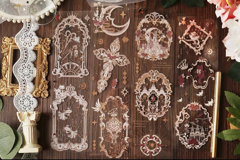 星烁漫幕 PET 纸胶带 烫玫瑰金 - 贴纸 - 其他材质 多色