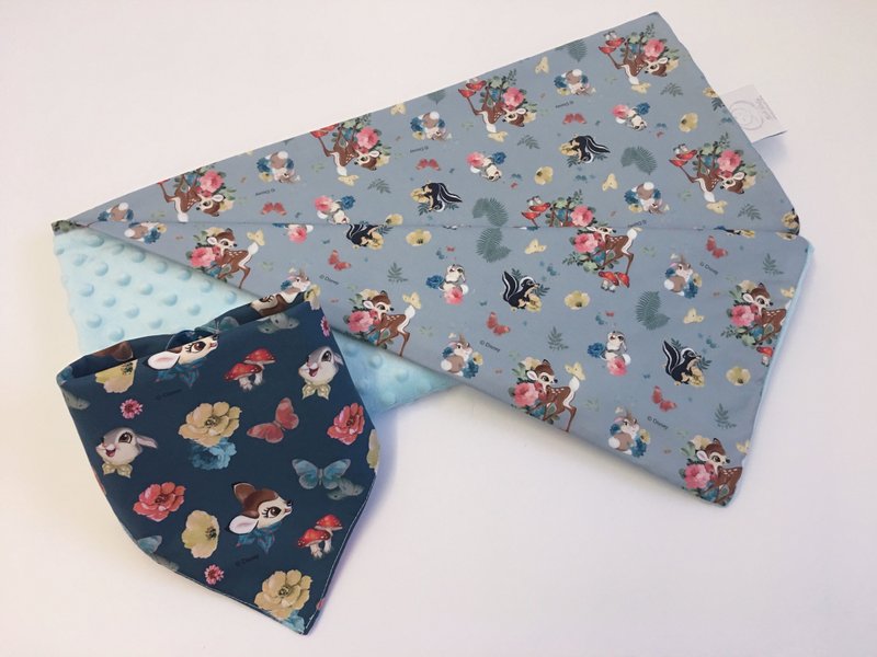 Hush Baby手工乐乐被+手帕围兜(花间小鹿与朋友们 男宝) - 婴儿床上用品 - 其他材质 多色