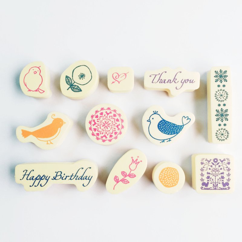 日本Kodomo鸟语花香泡绵印章-共4款 - 印章/印台 - 橡胶 多色