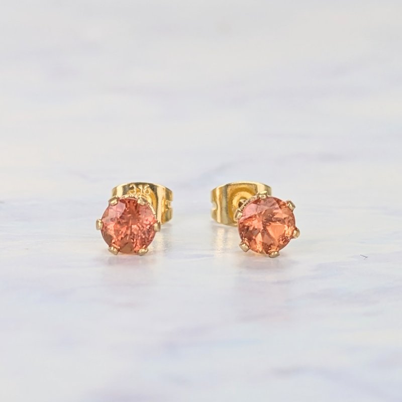 宝石 半宝石 耳环　帝王黄玉 - 耳环/耳夹 - 宝石 橘色