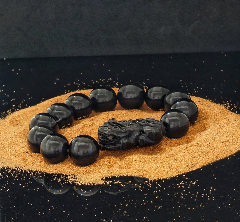 黑曜石貔貅 16mm 水晶手链 ( HKA8058 ) - 手链/手环 - 半宝石 