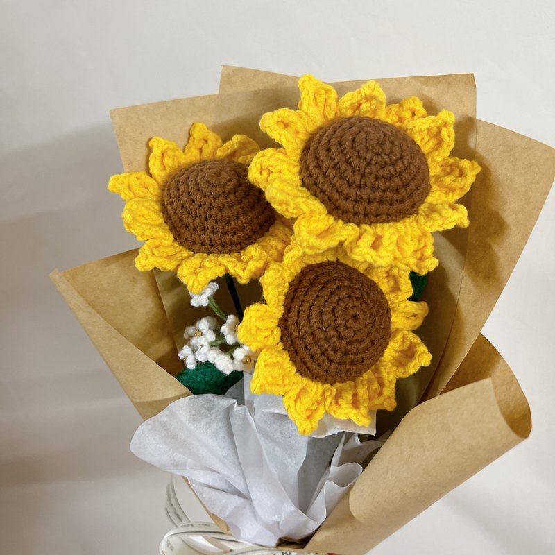 元气满满鈎织花束_向日葵_满天星 - 干燥花/捧花 - 棉．麻 