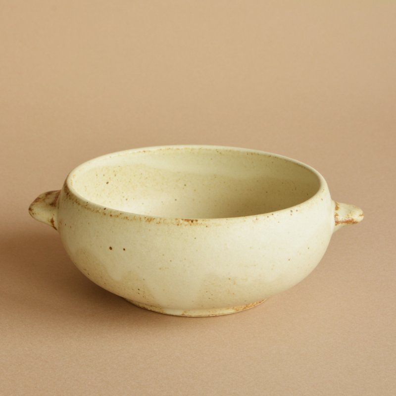 Round oven bowl White bakeware | Gratin dish | Soup bowl - 碗 - 陶 卡其色