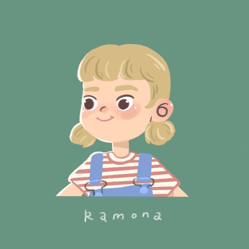 人像似颜绘插画设计 |  可当大头贴 | 纯色背景 | 纯电子档 - 电子手绘真人画像/绘画/插画 - 其他材质 绿色
