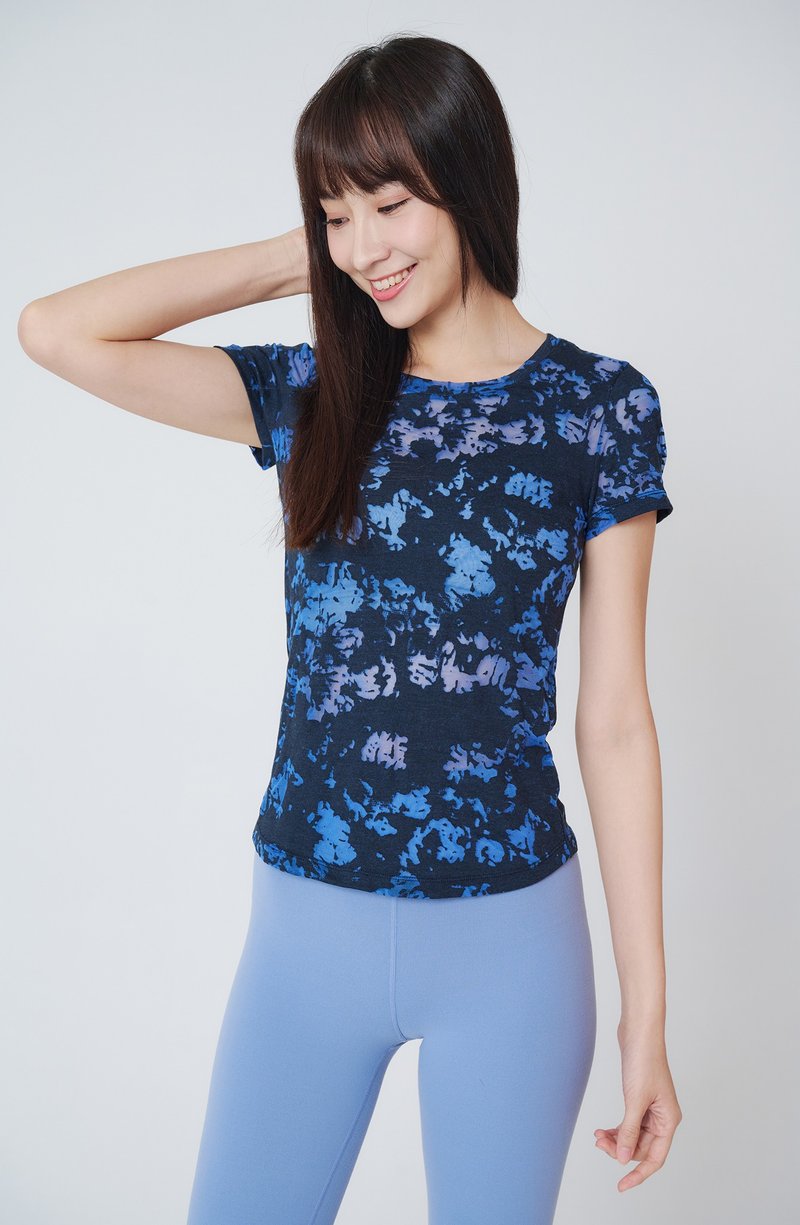 春夏穿搭【Yoga Flow】Burn Out T shirt - Blue Ore 快速出货 - 女装瑜珈服 - 聚酯纤维 