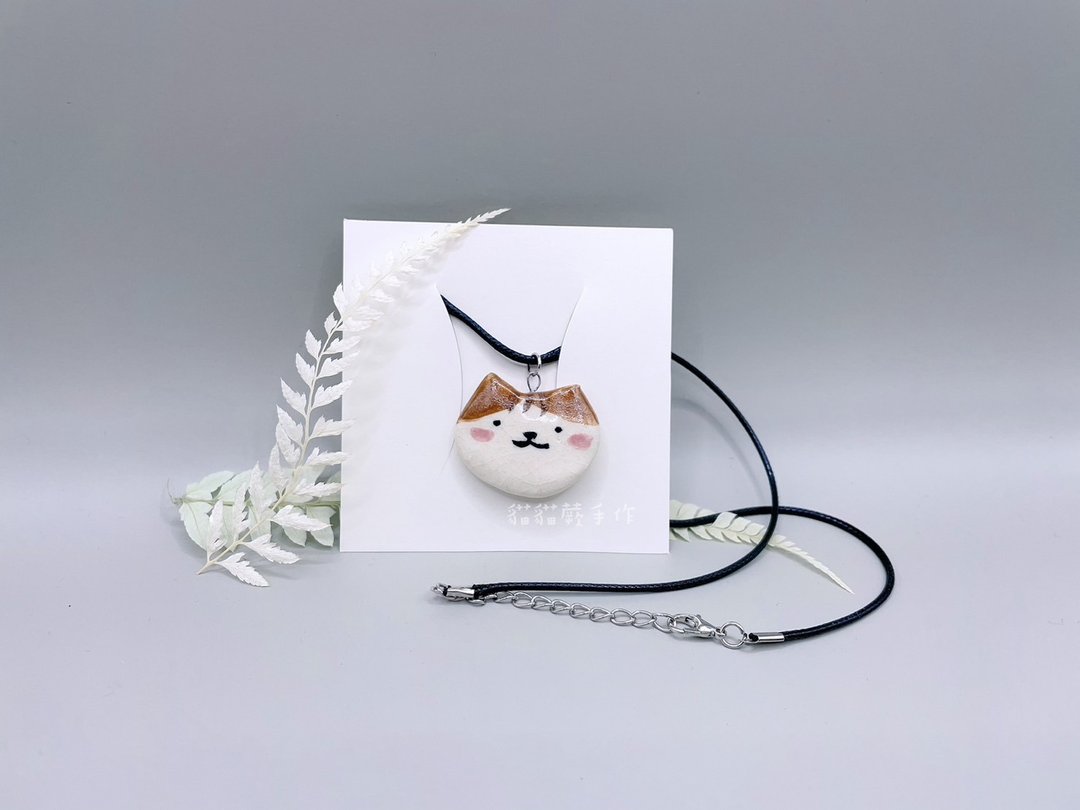 黄条纹猫  陶猫猫 手捏陶项链  高温陶  猫猫蕨手作 - 项链 - 陶 