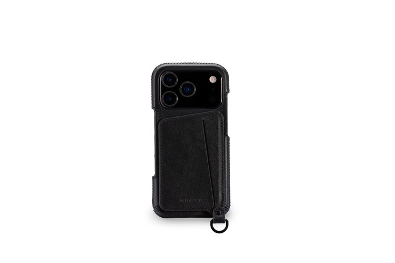 iPhone 17 Pro 经典系列-磁吸站立卡袋手机皮套-碳黑 - 手机壳/手机套 - 真皮 黑色