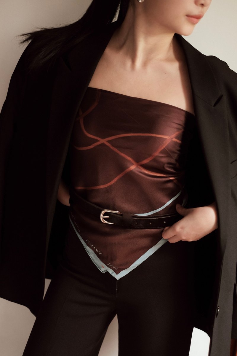 银扣马毛皮革腰带 - 咖 - 皮带/腰带 - 真皮 咖啡色